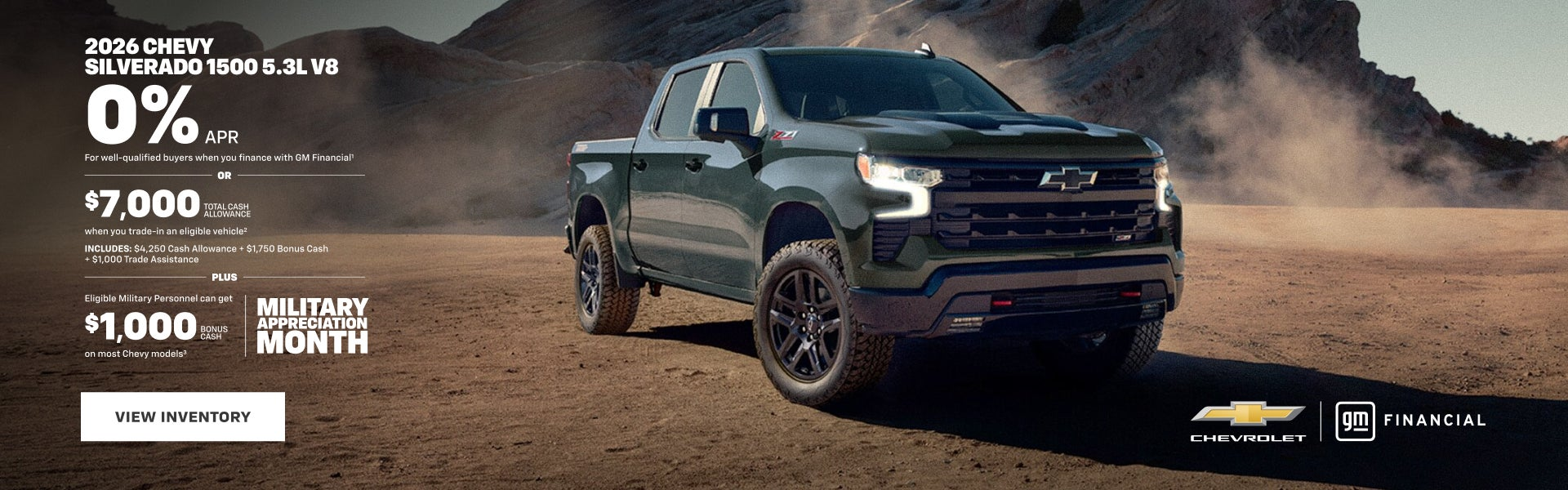 2026 Chevy Silverado 1500 5.3L V8. 0% APR
