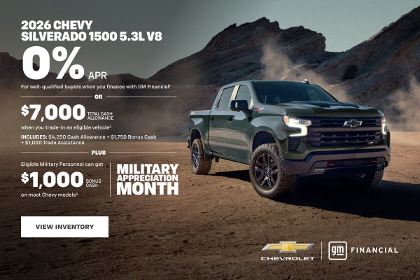 2026 Chevy Silverado 1500 5.3L V8. 0% APR